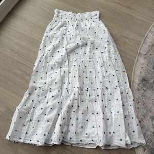 Zara White Blue Floral Maxi Skirt